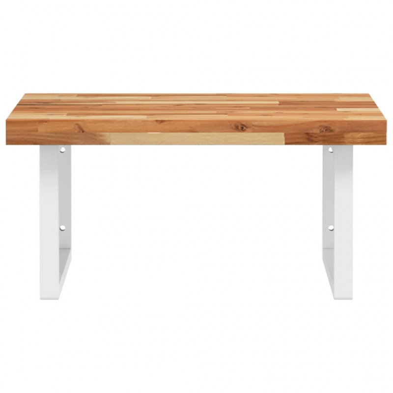 Półka ścienna pod umywalkę, stal i lite drewno akacjowe