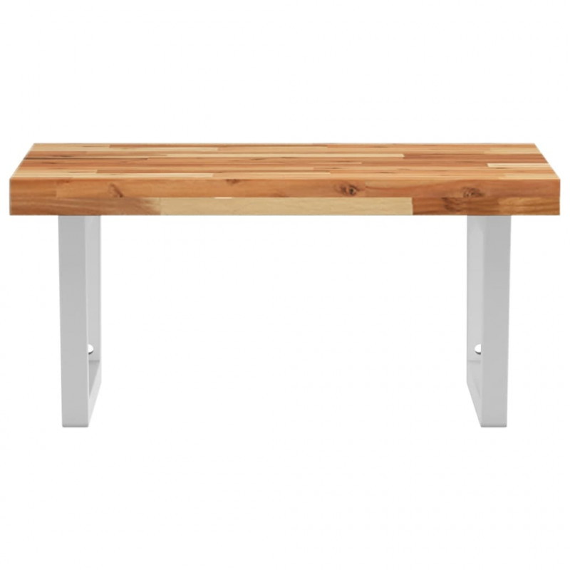 Półka ścienna pod umywalkę, stal i lite drewno akacjowe