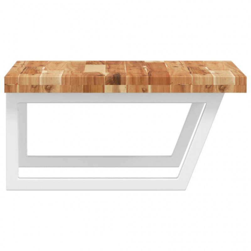 Półka ścienna pod umywalkę, stal i lite drewno akacjowe