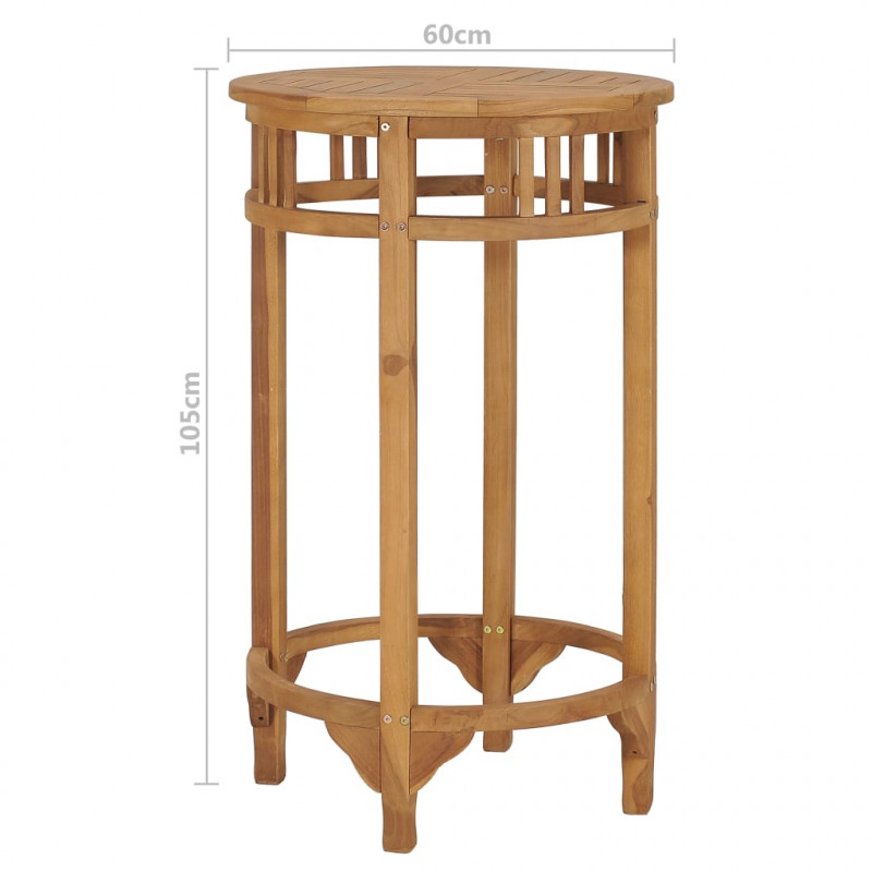 Stolik barowy, Ø 60 cm, lite drewno tekowe