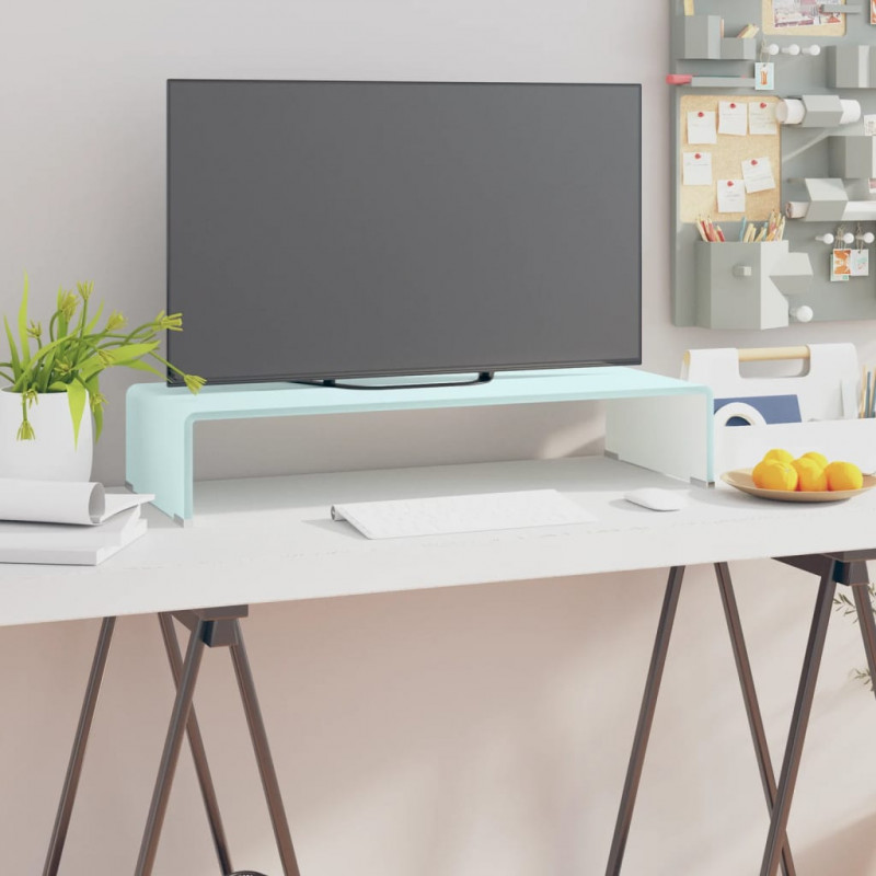 Podstawka pod monitor / TV, zielone szkło, 70x30x13 cm