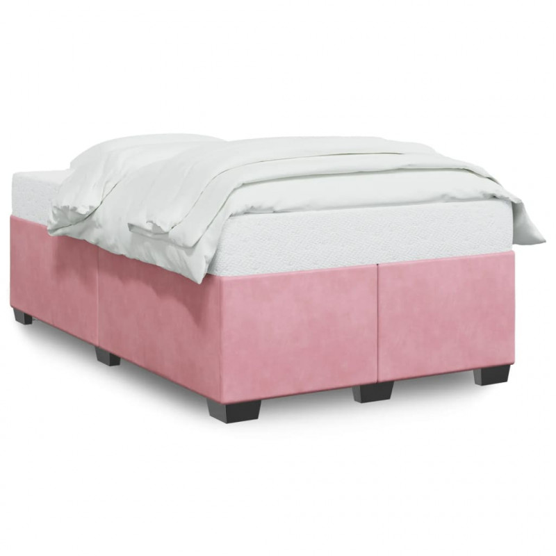 Rama łóżka, różowa, 120x190 cm, obita aksamitem