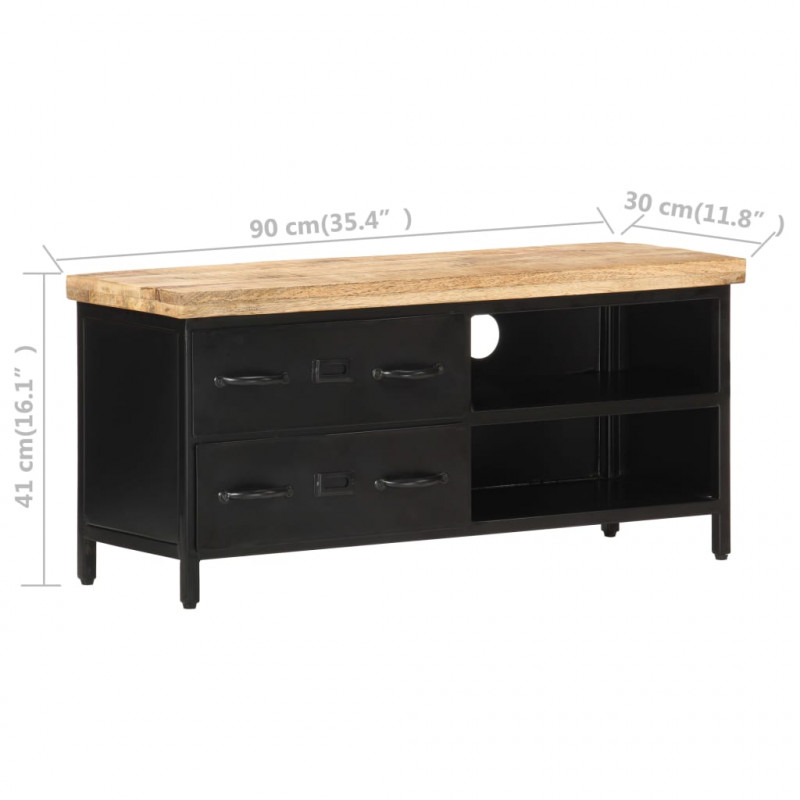 Szafka pod TV, 90x30x41 cm, surowe drewno mango