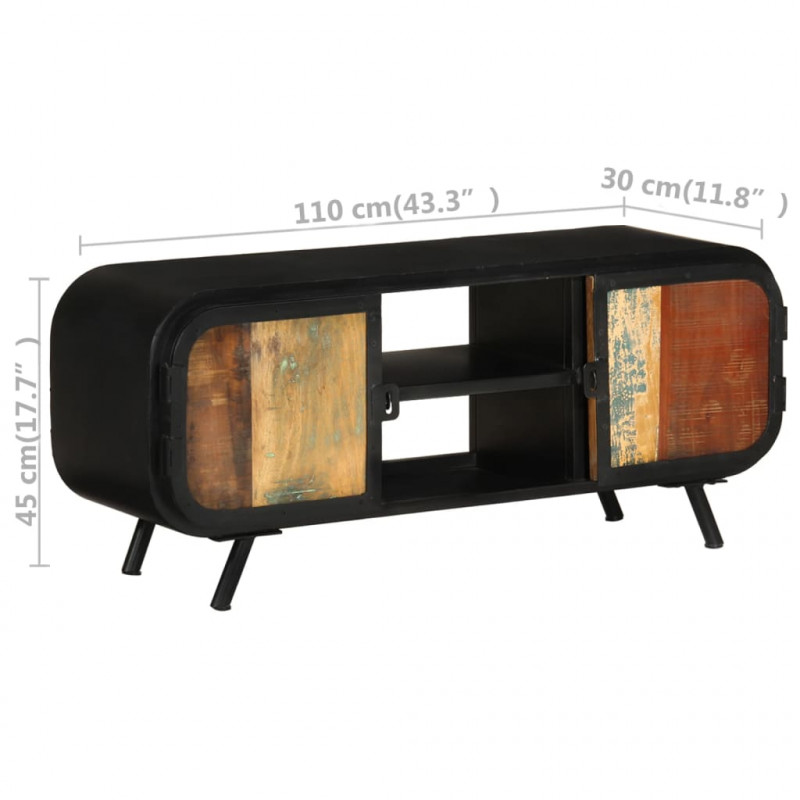 Szafka pod TV, 110x30x45 cm, lite drewno odzyskane