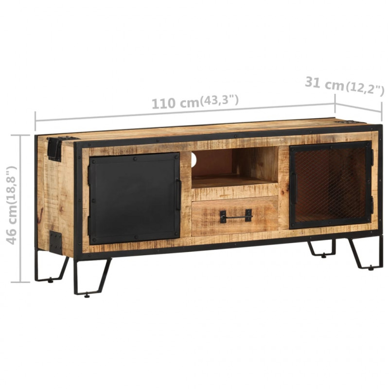 Szafka pod telewizor, 110x31x46 cm, surowe drewno mango