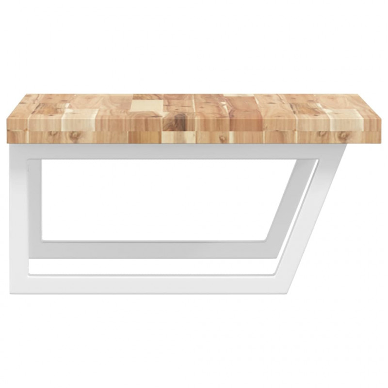 Półka ścienna pod umywalkę, stal i lite drewno akacjowe