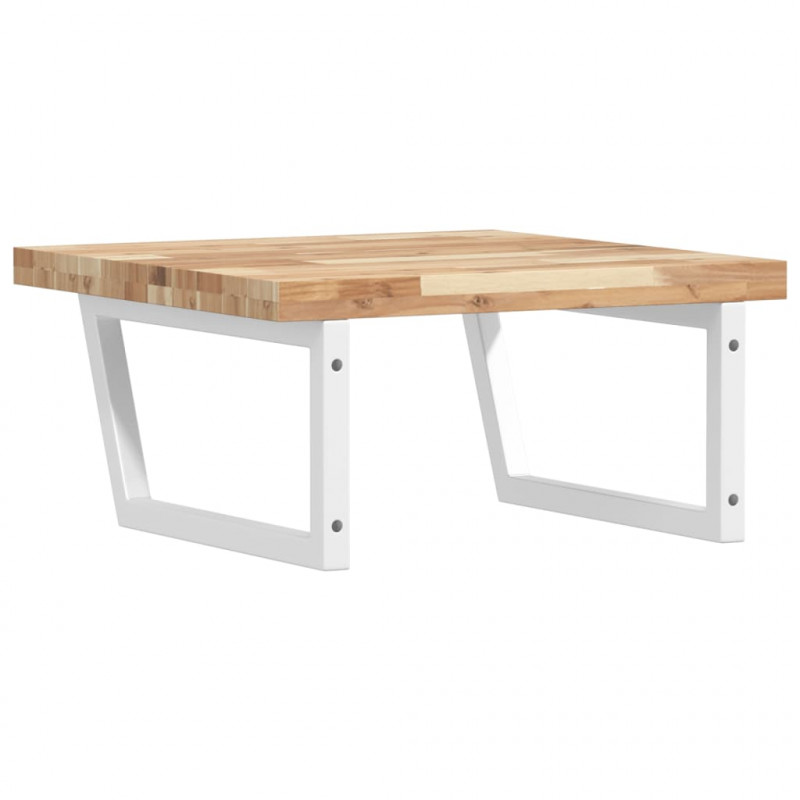 Półka ścienna pod umywalkę, stal i lite drewno akacjowe