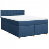 Łóżko kontynentalne z materacem, niebieskie, tkanina 140x190 cm