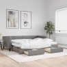 Sofa rozsuwana z szufladami, ciemnoszara, 90x190 cm, tkanina
