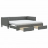 Sofa rozsuwana z szufladami, ciemnoszara, 90x190 cm, tkanina
