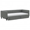 Sofa rozsuwana z szufladami, ciemnoszara, 90x190 cm, tkanina