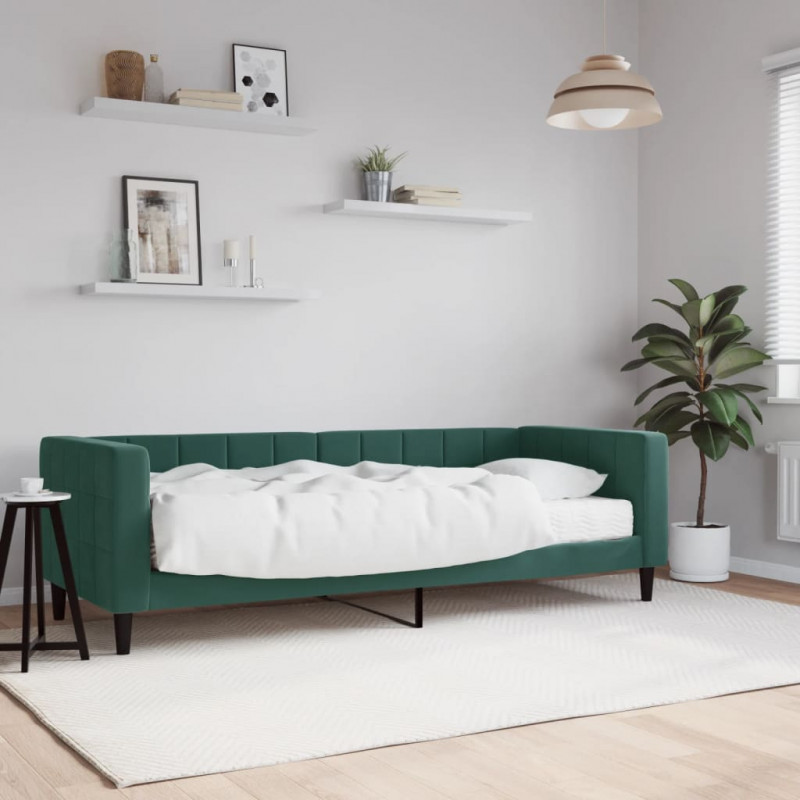 Sofa z materacem do spania, ciemnozielona, 80x200 cm, aksamit