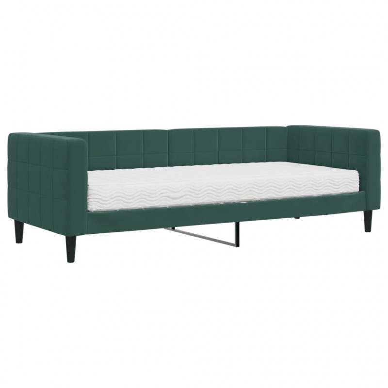 Sofa z materacem do spania, ciemnozielona, 80x200 cm, aksamit