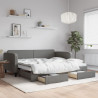 Sofa rozsuwana z szufladami, ciemnoszara, 90x190 cm, tkanina