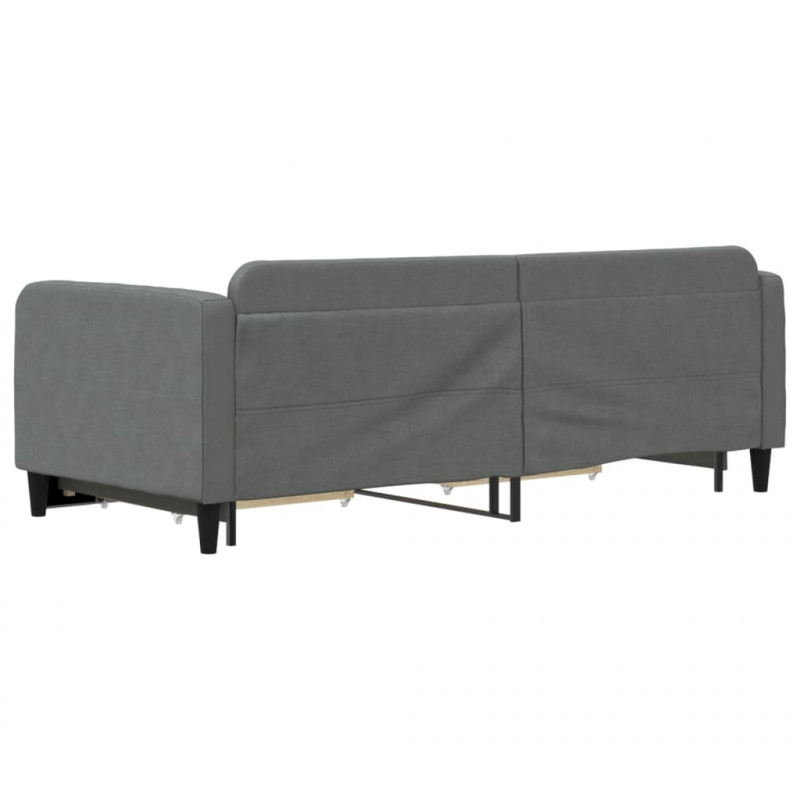 Sofa rozsuwana z szufladami, ciemnoszara, 90x190 cm, tkanina