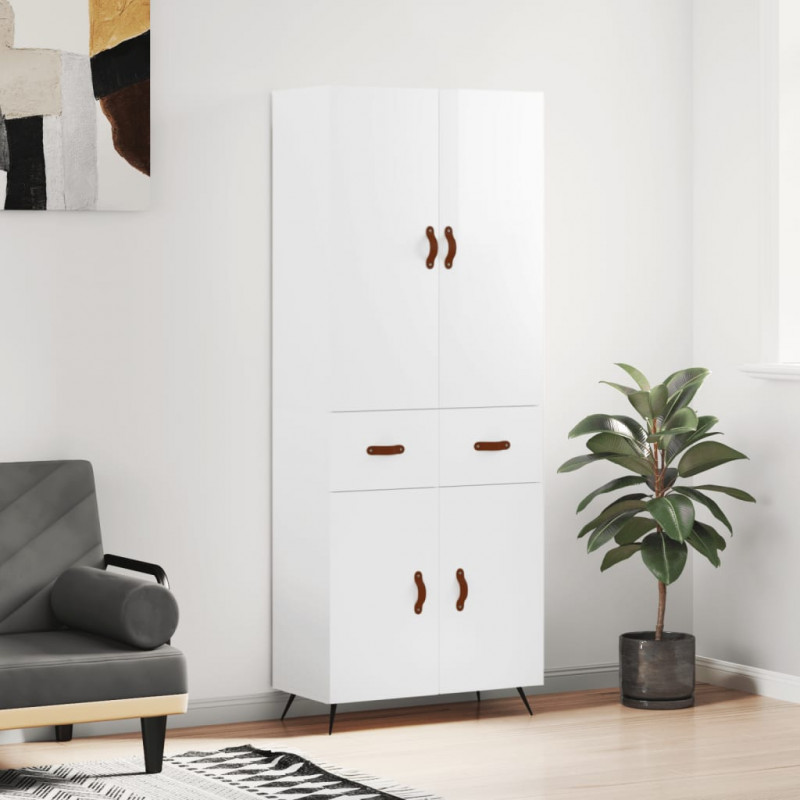 Witrynka biała połysk 69,5x34x180 cm materiał drewnopochodny