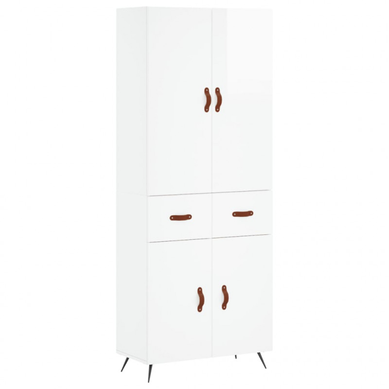 Witrynka biała połysk 69,5x34x180 cm materiał drewnopochodny