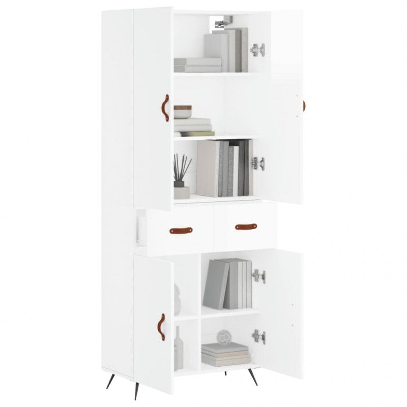 Witrynka biała połysk 69,5x34x180 cm materiał drewnopochodny