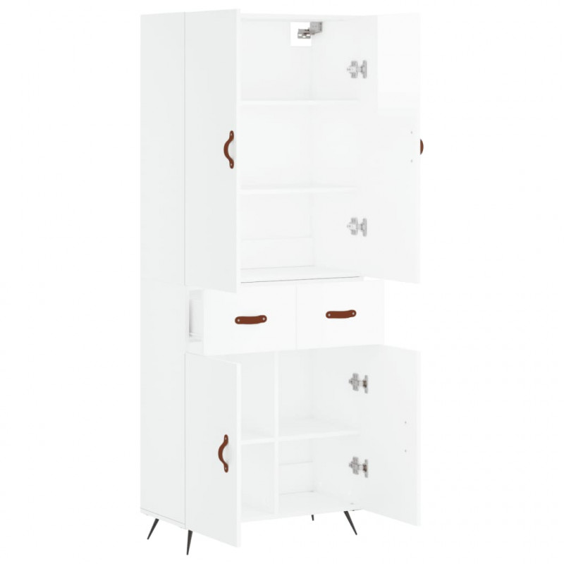 Witrynka biała połysk 69,5x34x180 cm materiał drewnopochodny