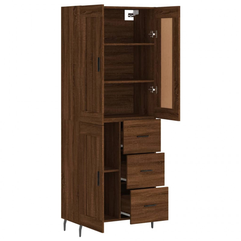 Witrynka, brązowy dąb, 69,5x34x180 cm, materiał drewnopochodny