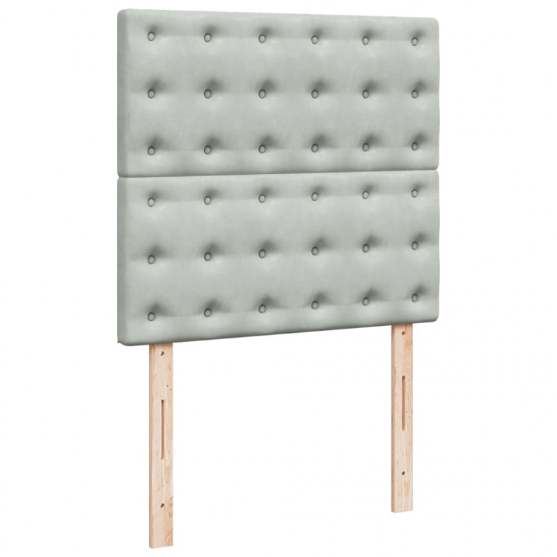 Łóżko kontynentalne z materacem, jasnoszare, aksamit, 90x190 cm