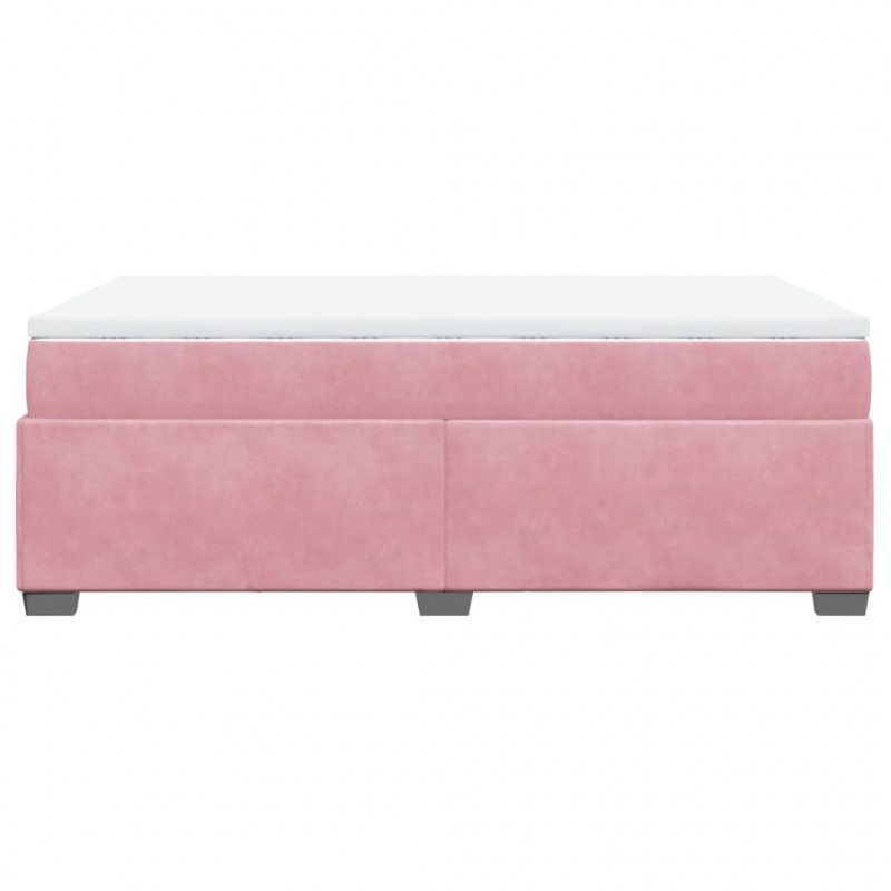 Łóżko kontynentalne z materacem, różowe, 120x190 cm, aksamit