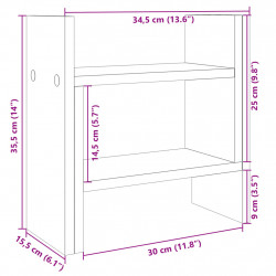 Organizer na biurko, przydymiony dąb, 34,5x15,5x35,5 cm