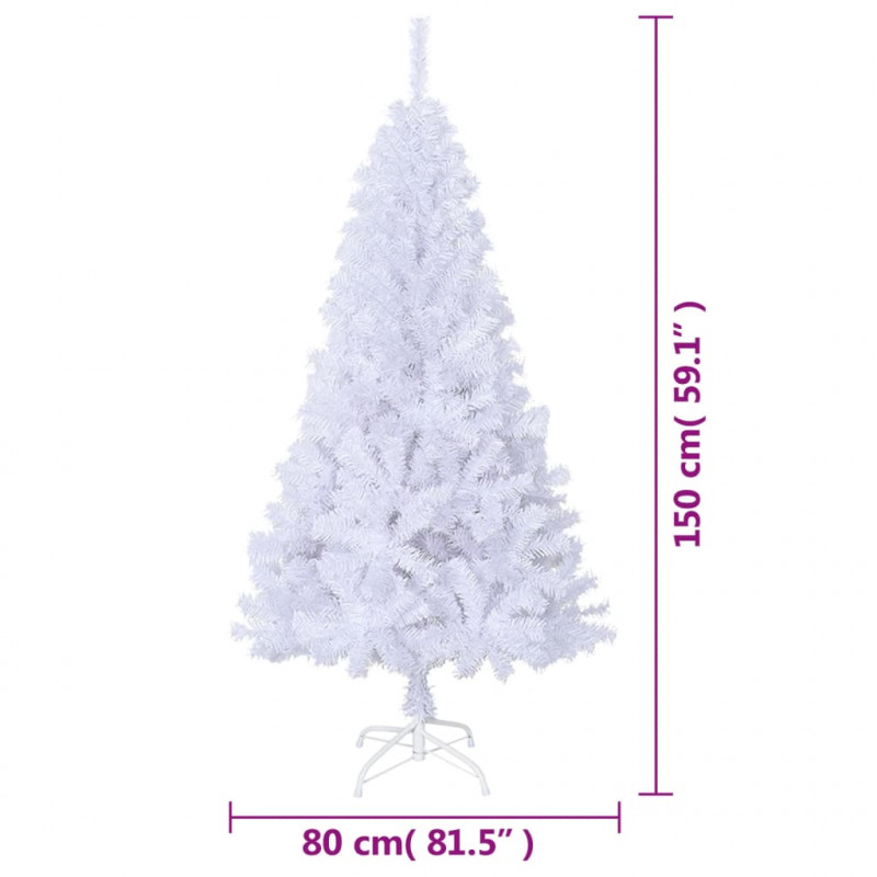 Sztuczna choinka o grubych gałązkach, biała, 150 cm, PVC