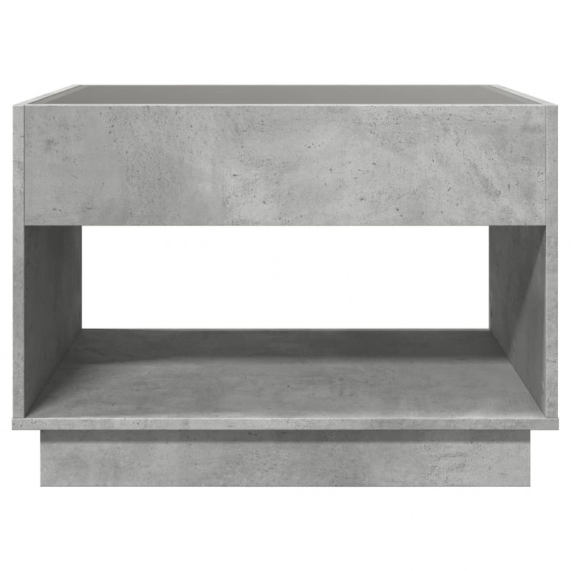 Stolik kawowy z LED Infinity, szarość betonu, 90x50x50 cm