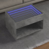 Stolik kawowy z LED Infinity, szarość betonu, 70x50x50 cm