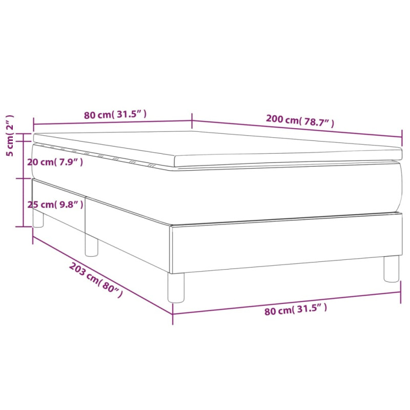 Łóżko kontynentalne z materacem, cappuccino, ekoskóra 80x200 cm