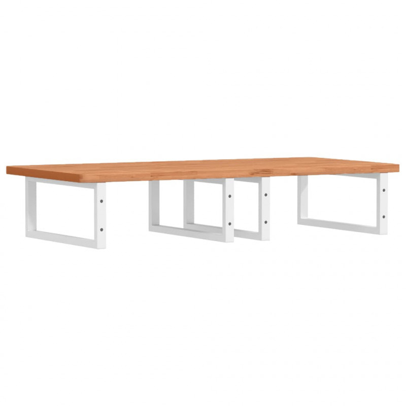 Półka ścienna pod umywalkę, stal i lite drewno bukowe