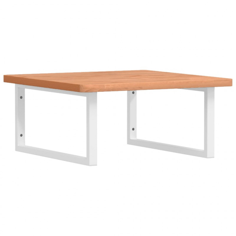 Półka ścienna pod umywalkę, stal i lite drewno bukowe