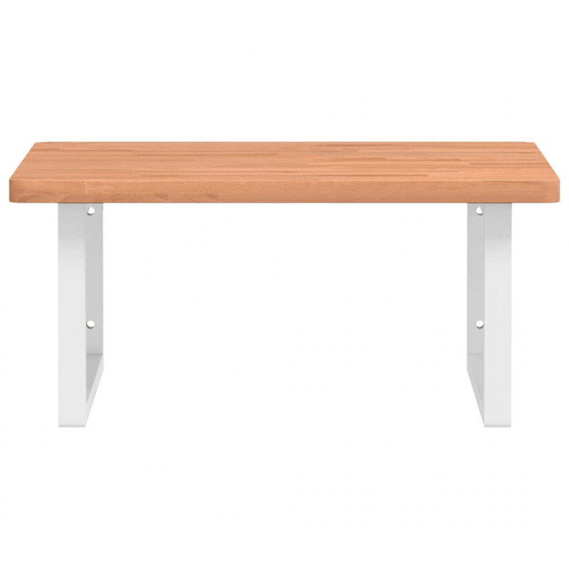 Półka ścienna pod umywalkę, stal i lite drewno bukowe