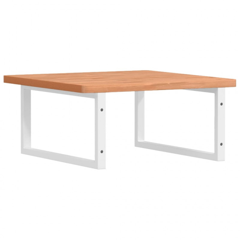 Półka ścienna pod umywalkę, stal i lite drewno bukowe