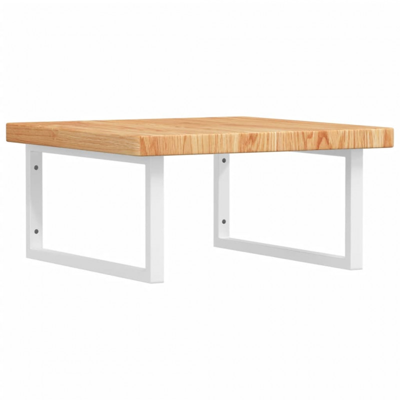 Półka ścienna pod umywalkę, stal i lite drewno dębowe