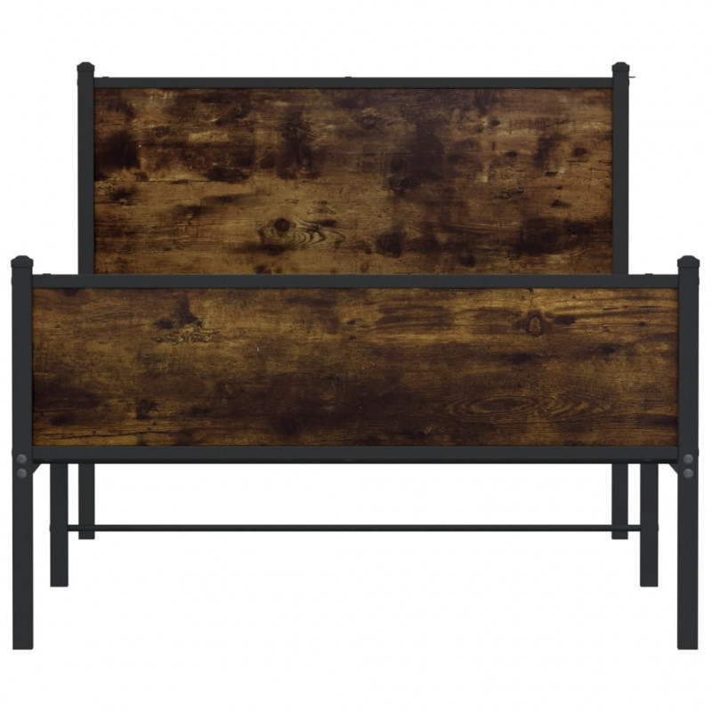 Metalowa rama łóżka, bez materaca, przydymiony dąb, 100x200 cm
