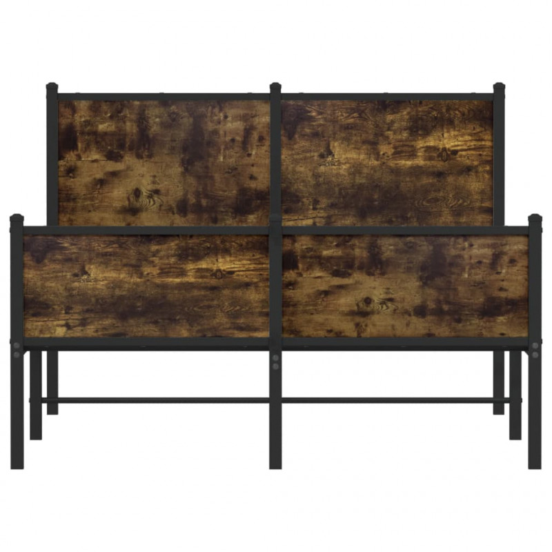 Metalowa rama łóżka, bez materaca, przydymiony dąb, 120x190 cm