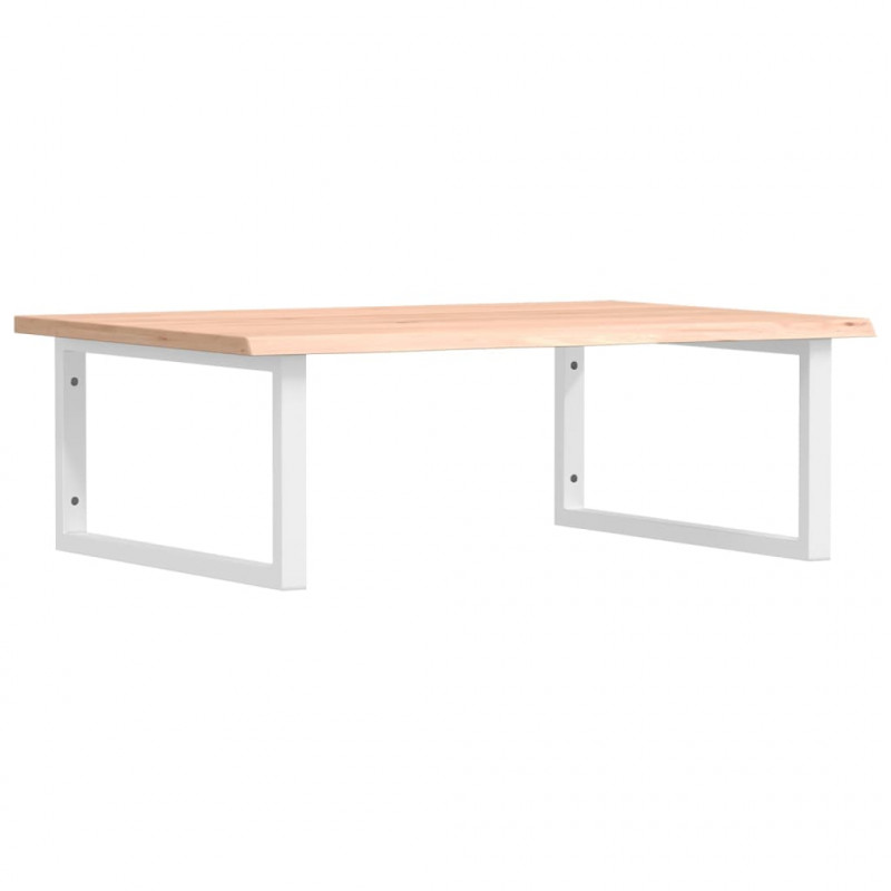 Półka ścienna pod umywalkę, stal i lite drewno dębowe