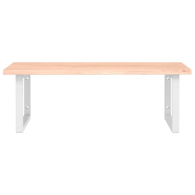 Półka ścienna pod umywalkę, stal i lite drewno dębowe