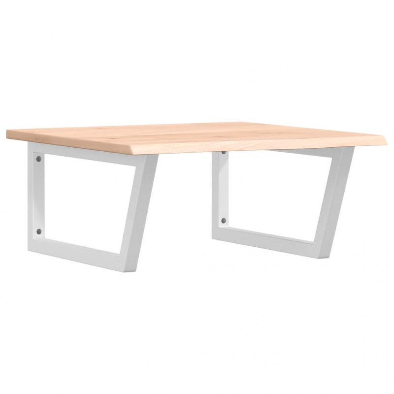 Półka ścienna pod umywalkę, stal i lite drewno dębowe