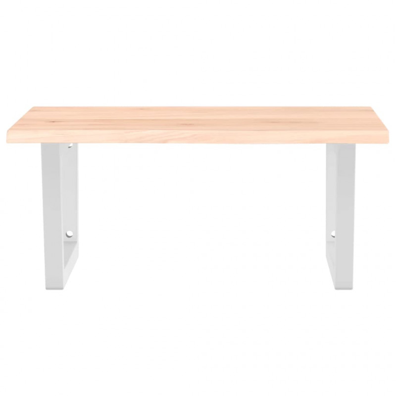 Półka ścienna pod umywalkę, stal i lite drewno dębowe