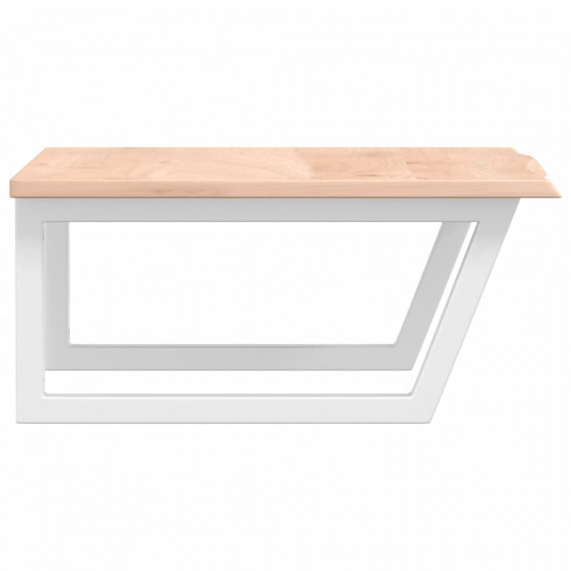 Półka ścienna pod umywalkę, stal i lite drewno dębowe