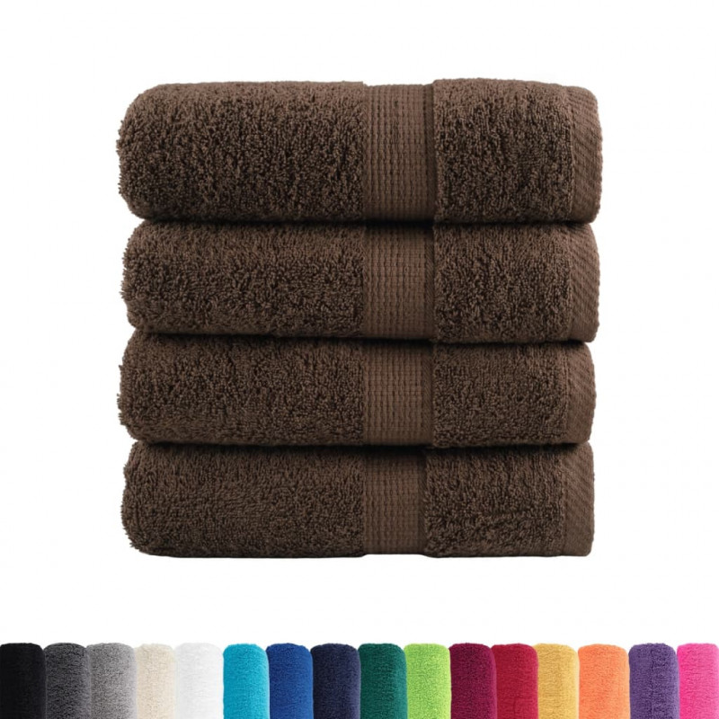 Ręczniczki premium SOLUND, 4 szt., brązowe, 30x30 cm, 600 g/cm²