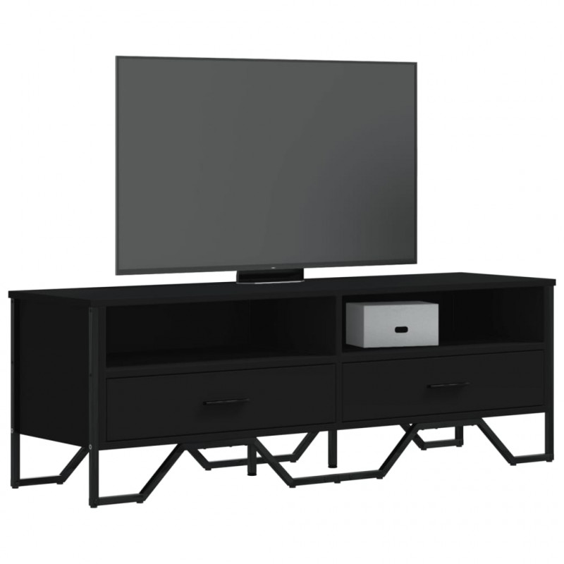 Szafka pod TV, czarna, 122x34x41 cm, materiał drewnopochodny