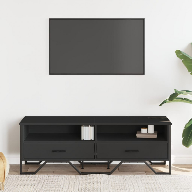 Szafka pod TV, czarna, 122x34x41 cm, materiał drewnopochodny