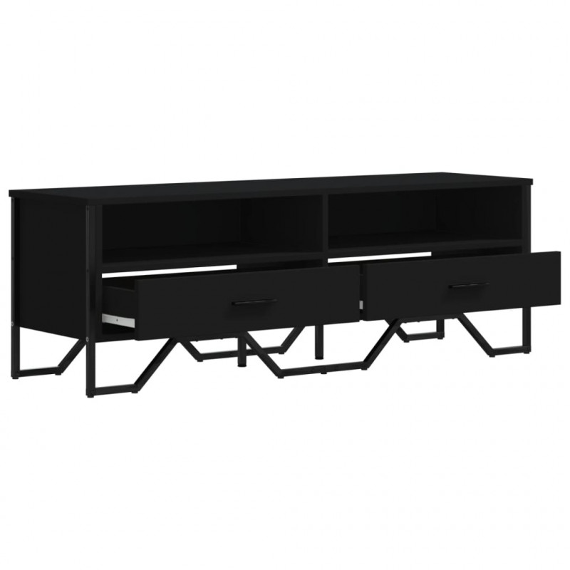 Szafka pod TV, czarna, 122x34x41 cm, materiał drewnopochodny