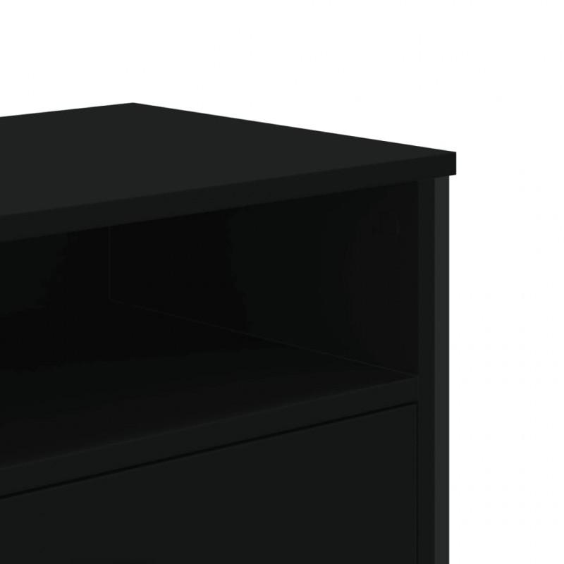 Szafka pod TV, czarna, 122x34x41 cm, materiał drewnopochodny