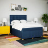 Łóżko kontynentalne z materacem, niebieskie, tkanina 140x200 cm