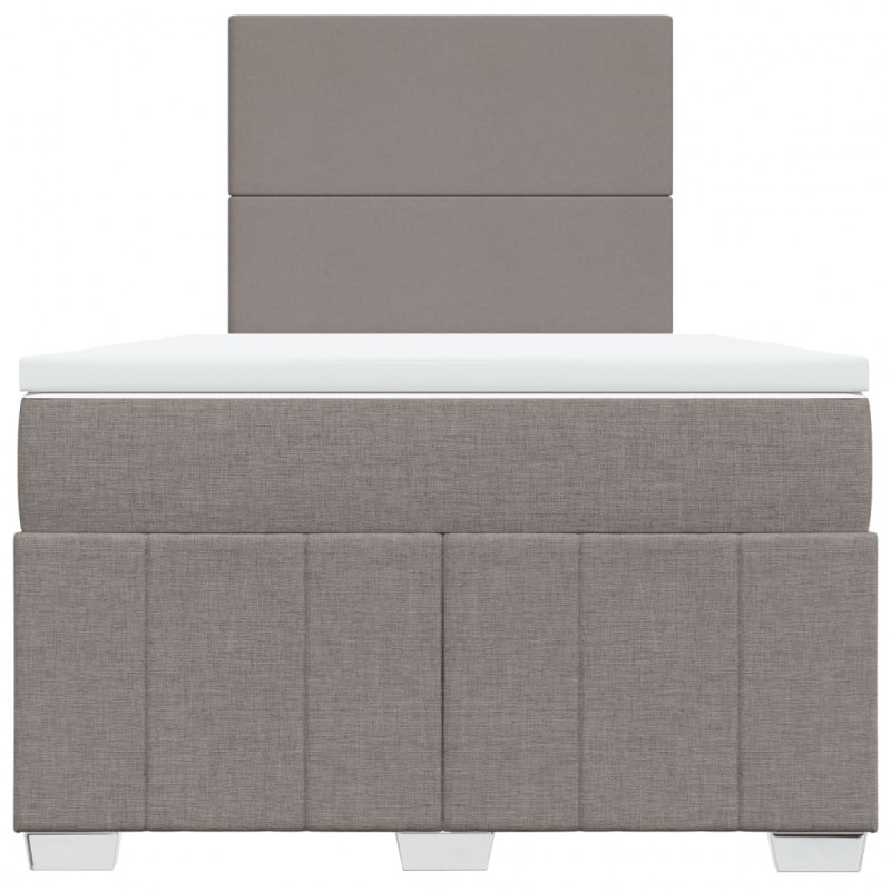 Łóżko kontynentalne z materacem, taupe, tkanina, 120x200 cm